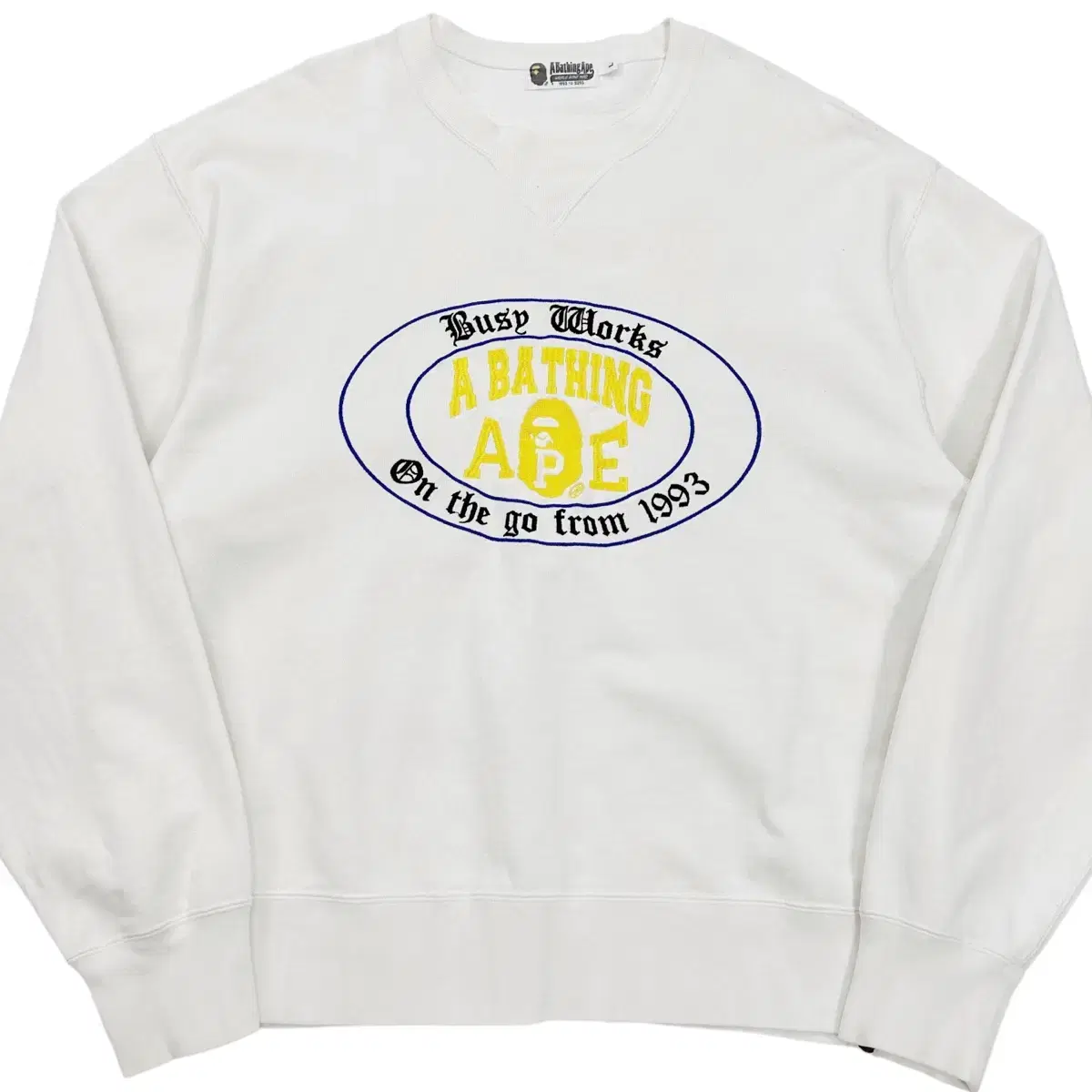 (XL) Vape Embroidered Big Logo Crewneck Sweatshirt Man to Man White