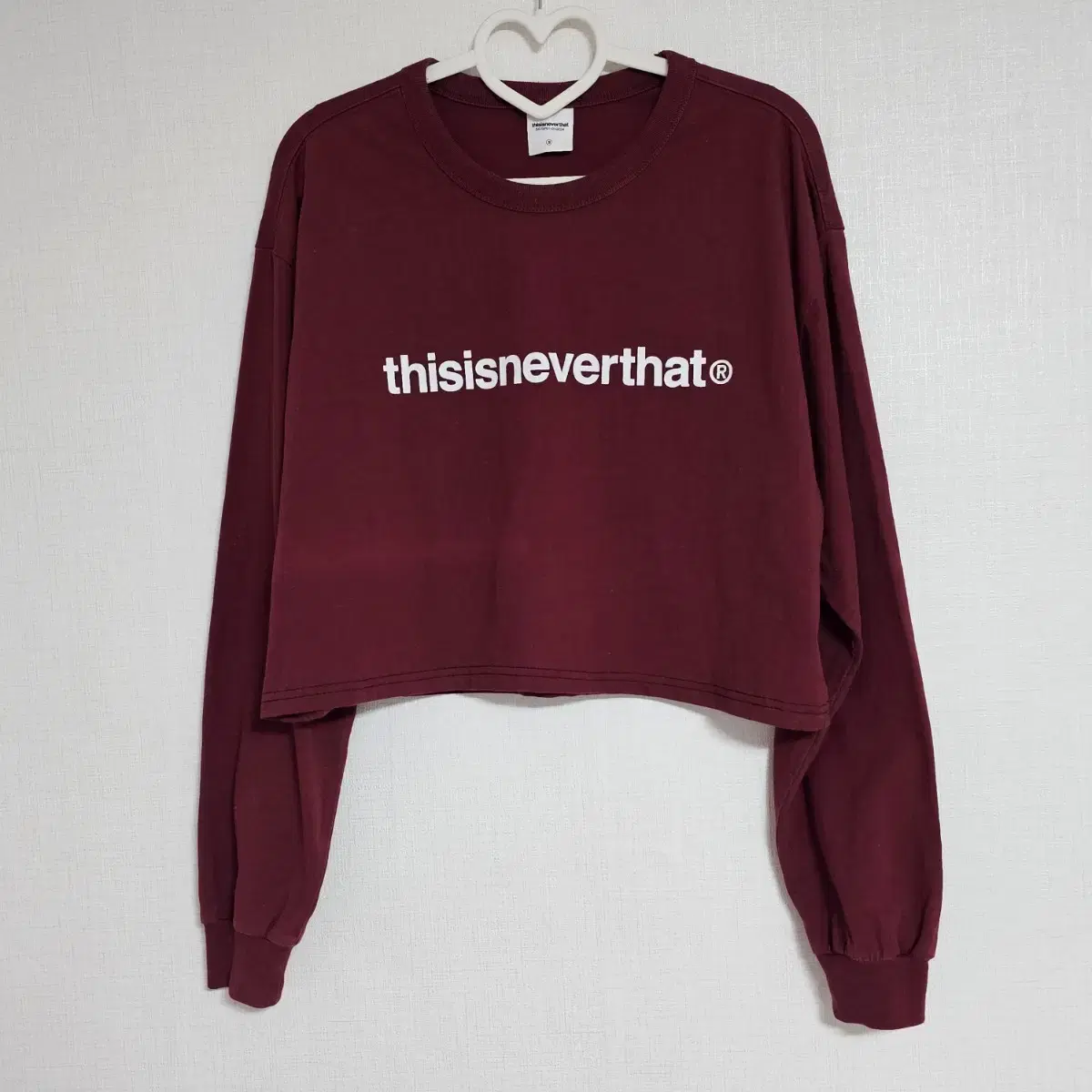 Limited Time Sale/Vintage Denim Semi Cropped Custom Wine Long Sleeve T-Shirt