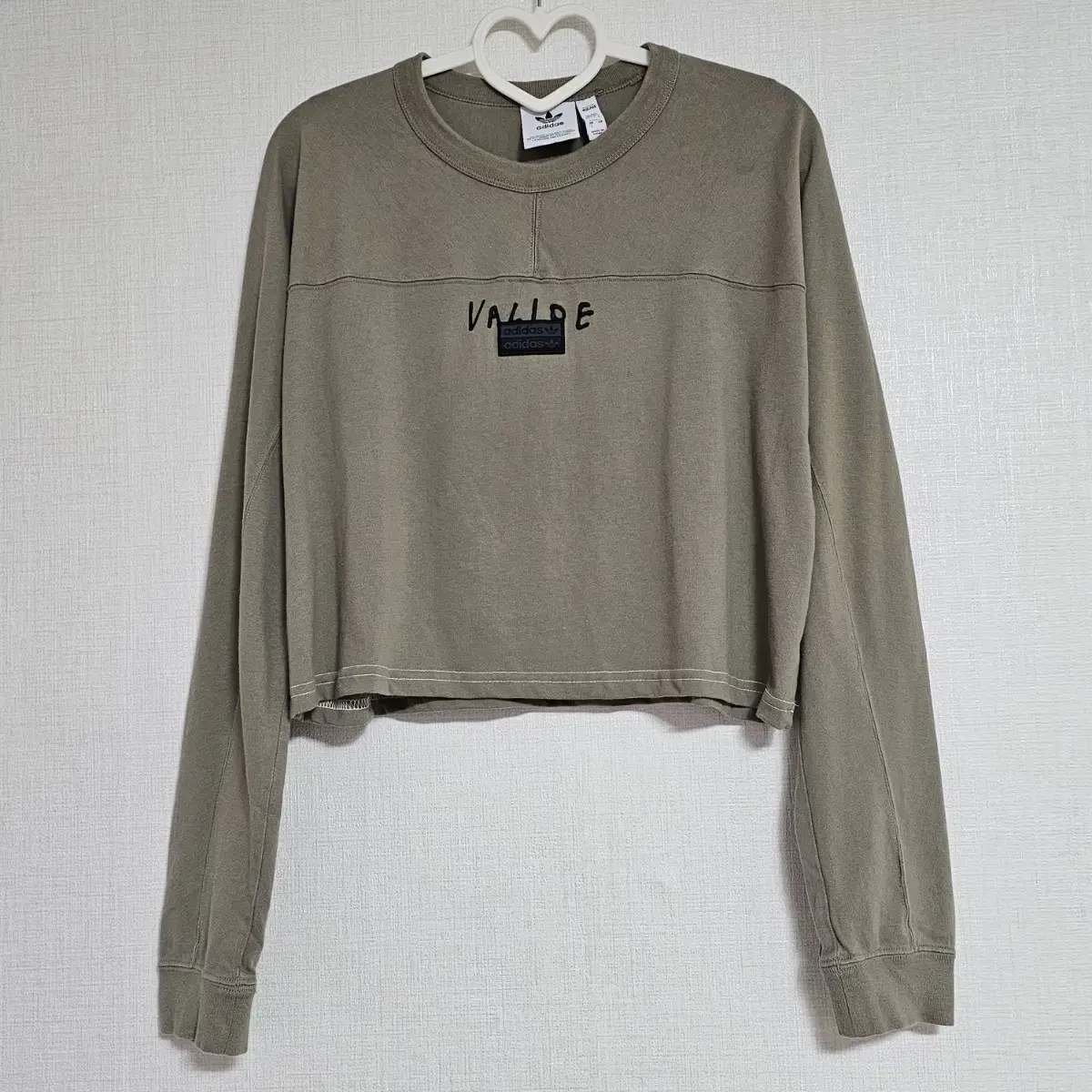 Limited Time Sale/Vintage Adidas Matcha Khaki Semi Cropped Long Sleeve Kim Kodi Custom