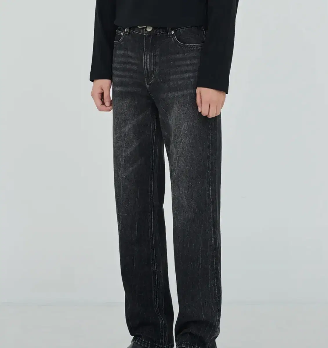 [Fei Talismans] Black Cropped Wide-Fit Denim Pants