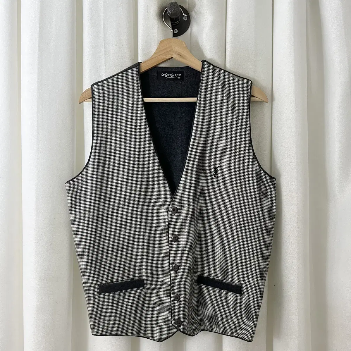 Yves Saint Laurent Gray Two-Pocket Patterned Vest