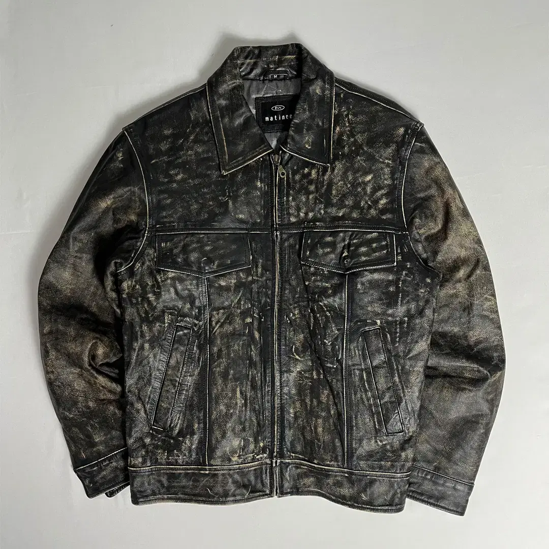 [MATINEE] Vintage Washed Two-Pocket Leather Jacket