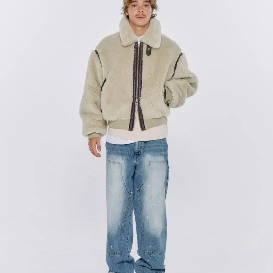 에이카화이트 AECA FAUX SHEARING JACKET-BEIGE