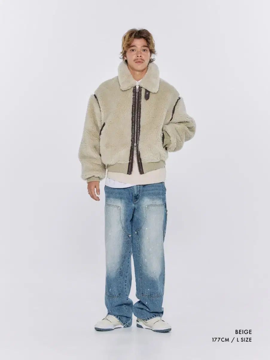 에이카화이트 AECA FAUX SHEARING JACKET-BEIGE