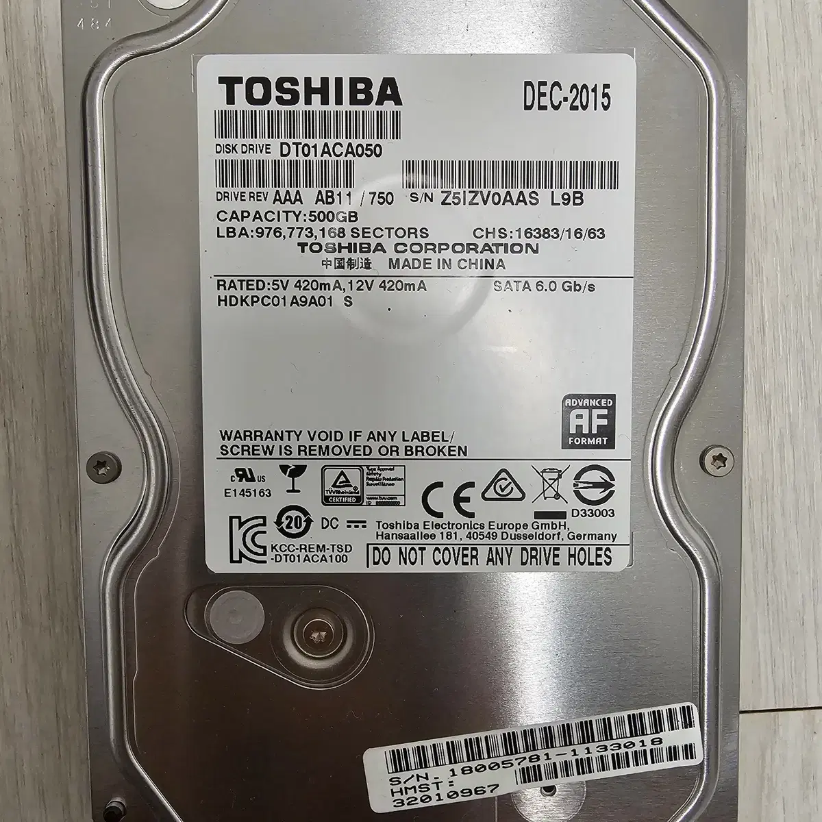 데스크탑용 도시바 TOSHIBA HDD 500GB 판매합니다