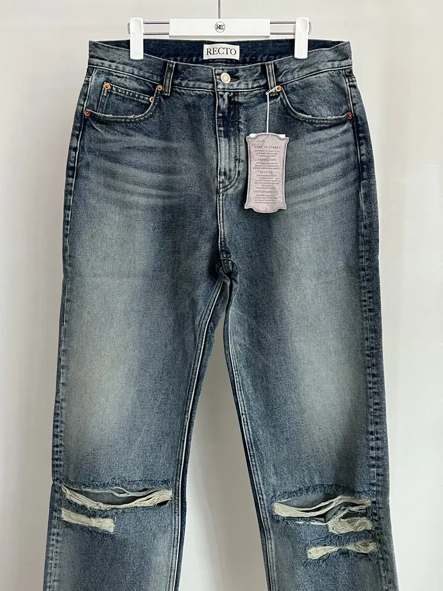 Recto Destroyed Loose Fit Denim Bloo