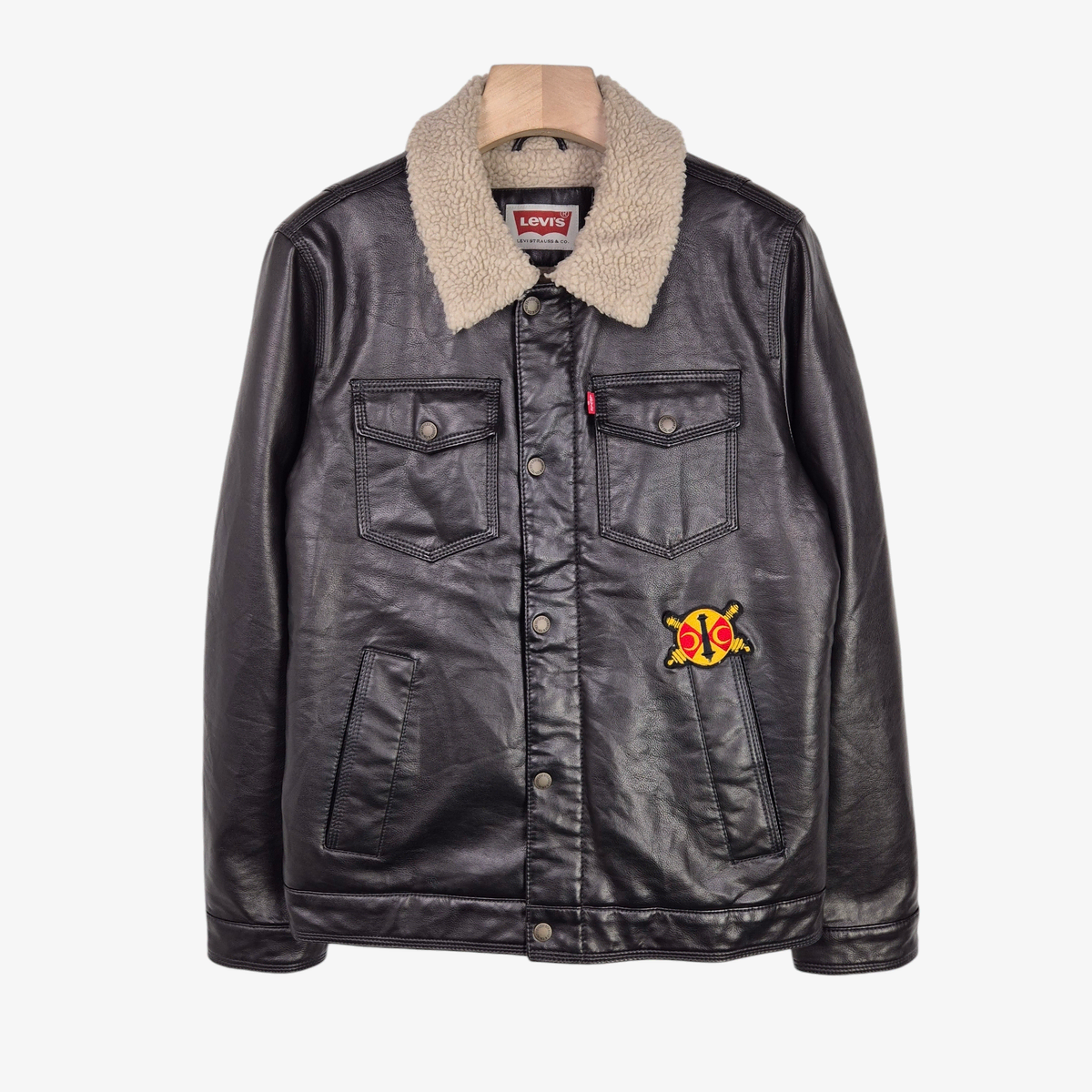 [95-100] Levi's Dark Brown Faux Leather Sherpa Jacket