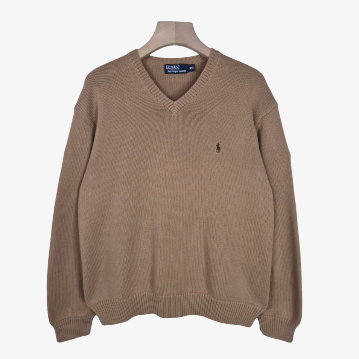 [110-115] Polo Ralph Lauren Brown V-neck cotton knit