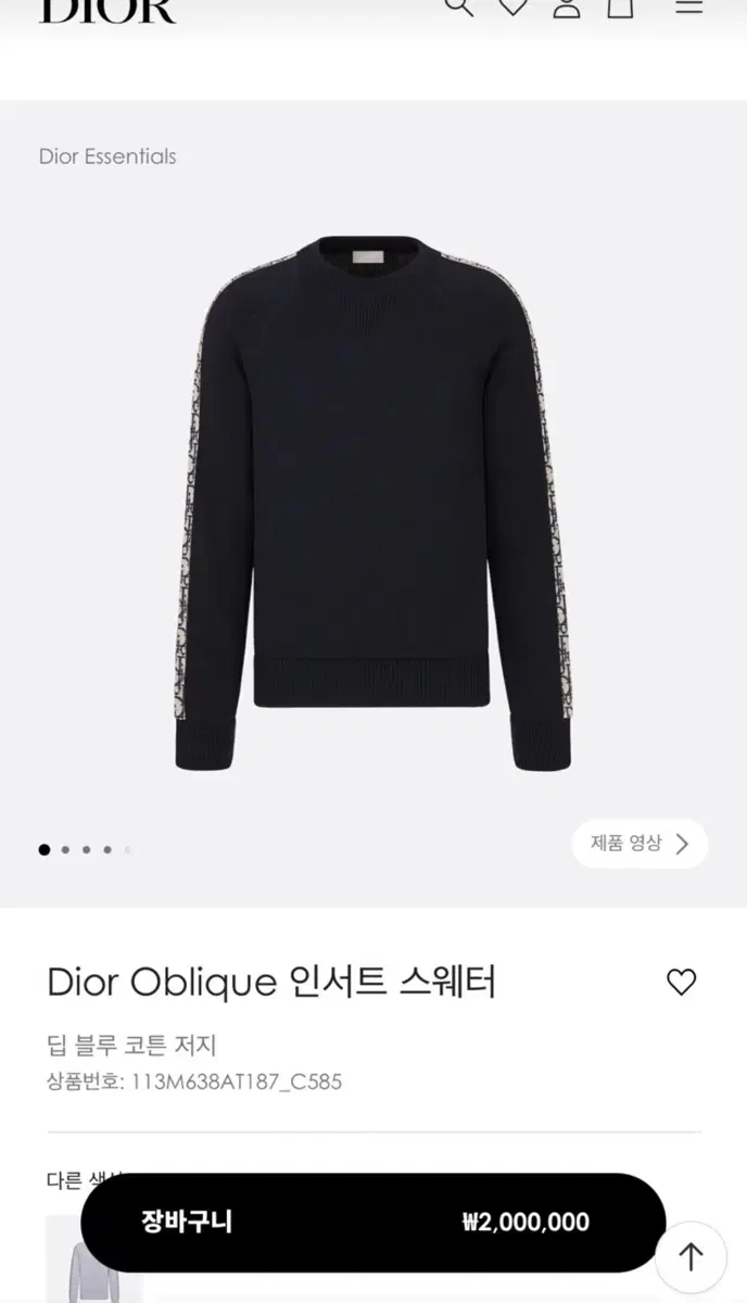 [Dior 차은우 착장] 디올 오블리크 인서트 스웨터