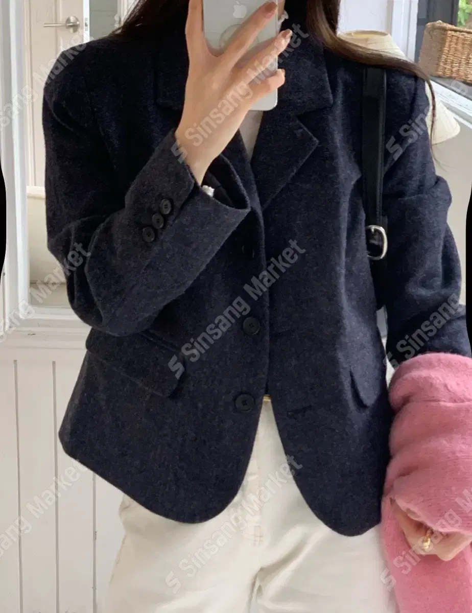 Comfortable Wool Jacket Navy