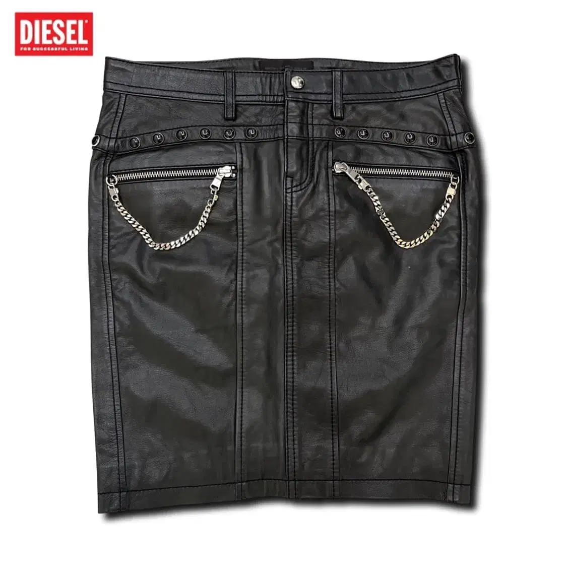 diesel black gold leather Westston skirt