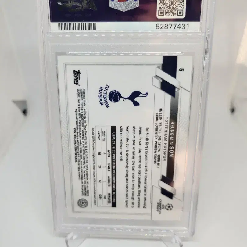 손흥민축구등급카드 PSA9 2022 탑스 크롬 HERO Variation