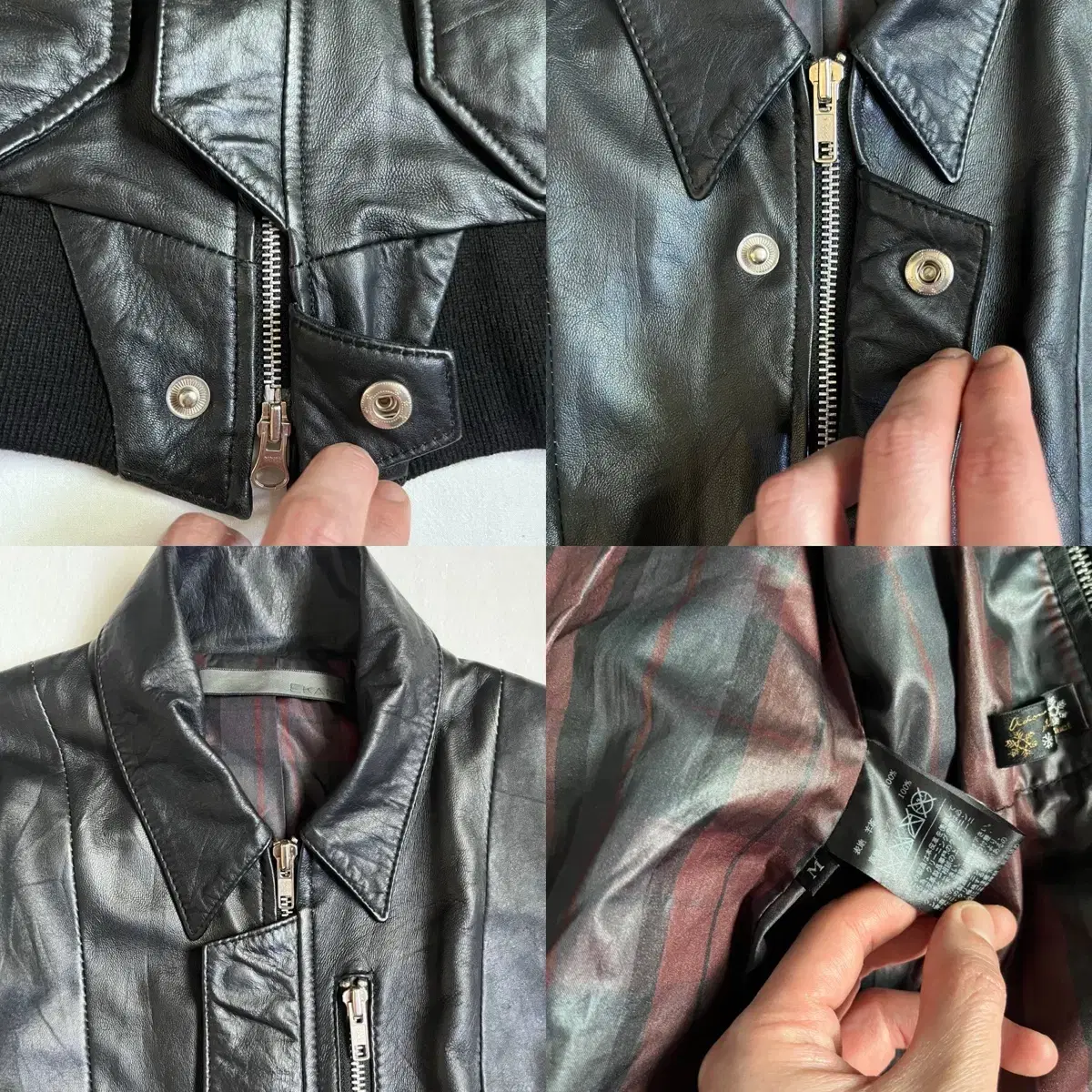 EKAM Leather Multi Zip Flight Jacket