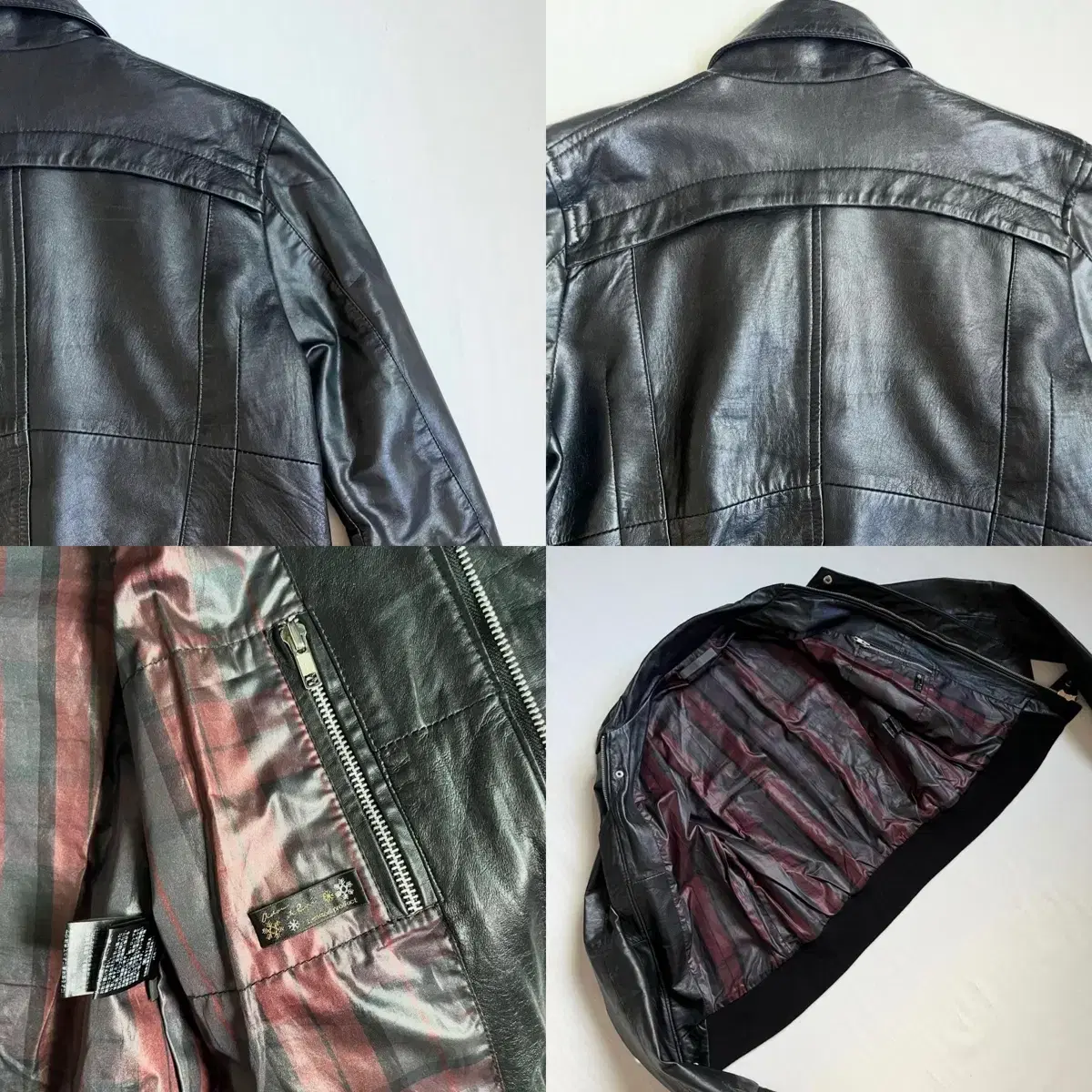 EKAM Leather Multi Zip Flight Jacket