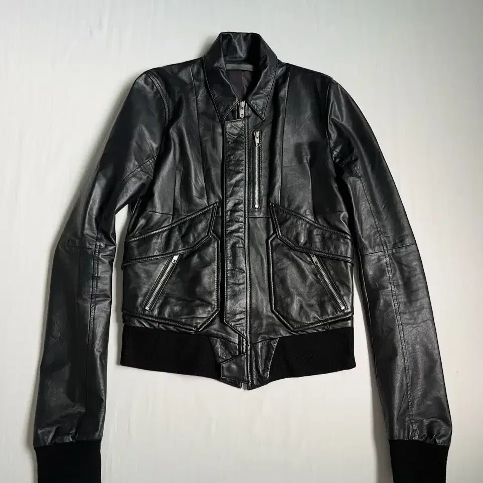 EKAM Leather Multi Zip Flight Jacket