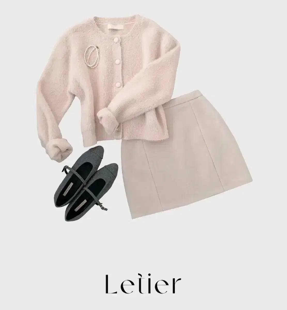 Cler L'Artier coordinating set (Ora cardigan + Madeleine wool skirt)