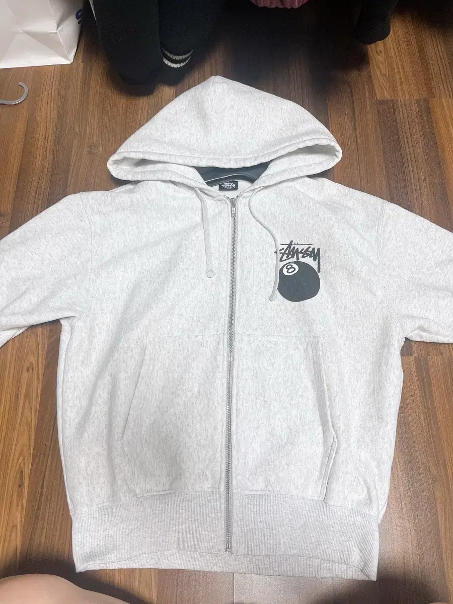 Stussy 8-Ball Ash Header Hoodie Zip Up Size S