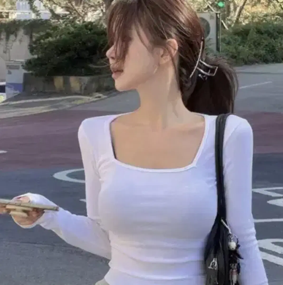 새상품 스퀘어넥 긴팔 티셔츠 3칼라