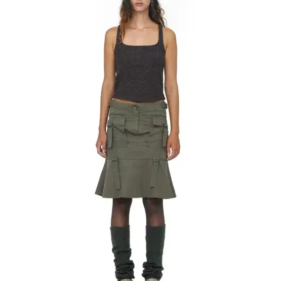 세릭 STRAP FLARED CARGO SKIRT