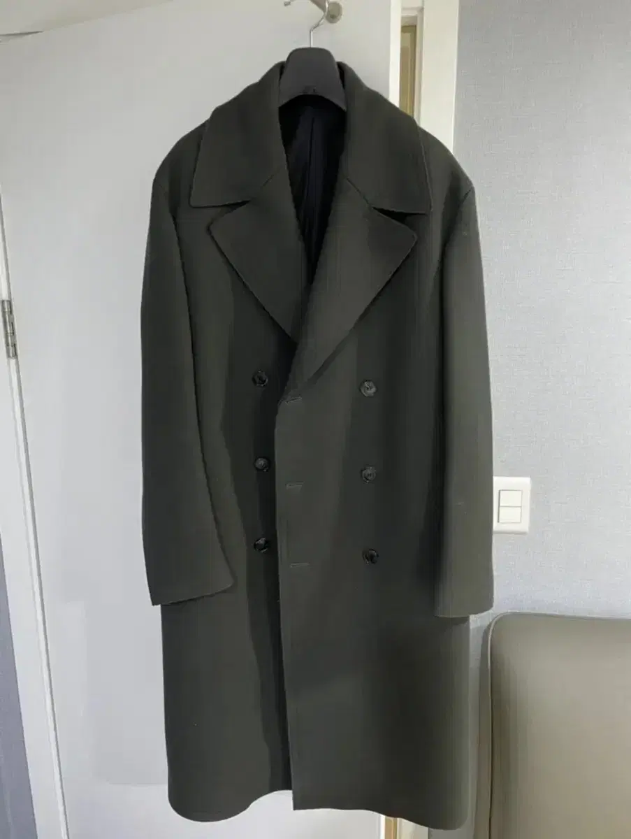 Dkny Khaki Double Cashmere Blend Coat