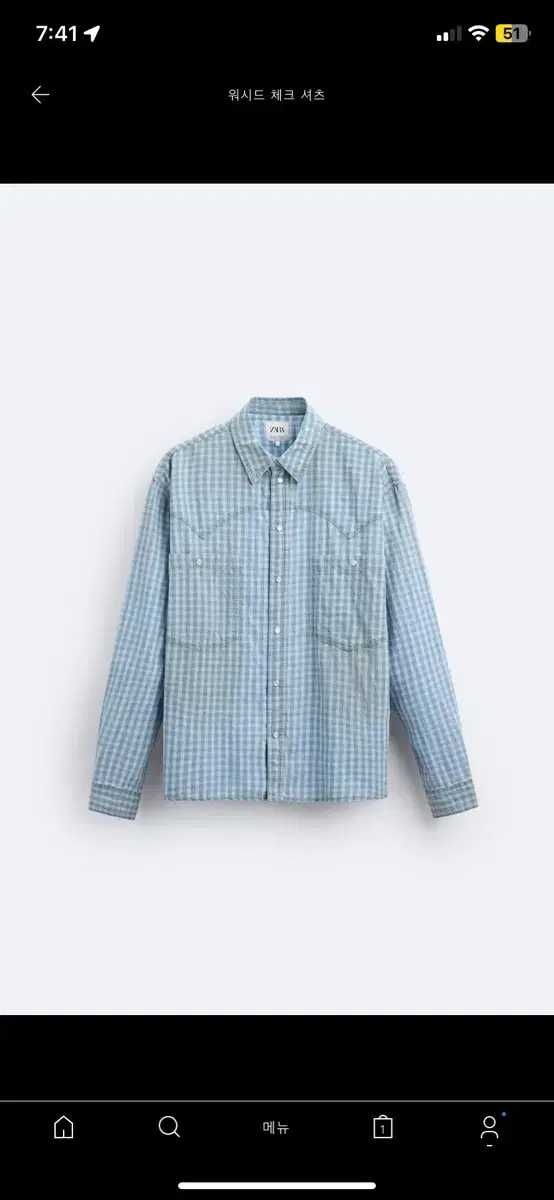 ZARA Zara Washed check shirt Western shirt