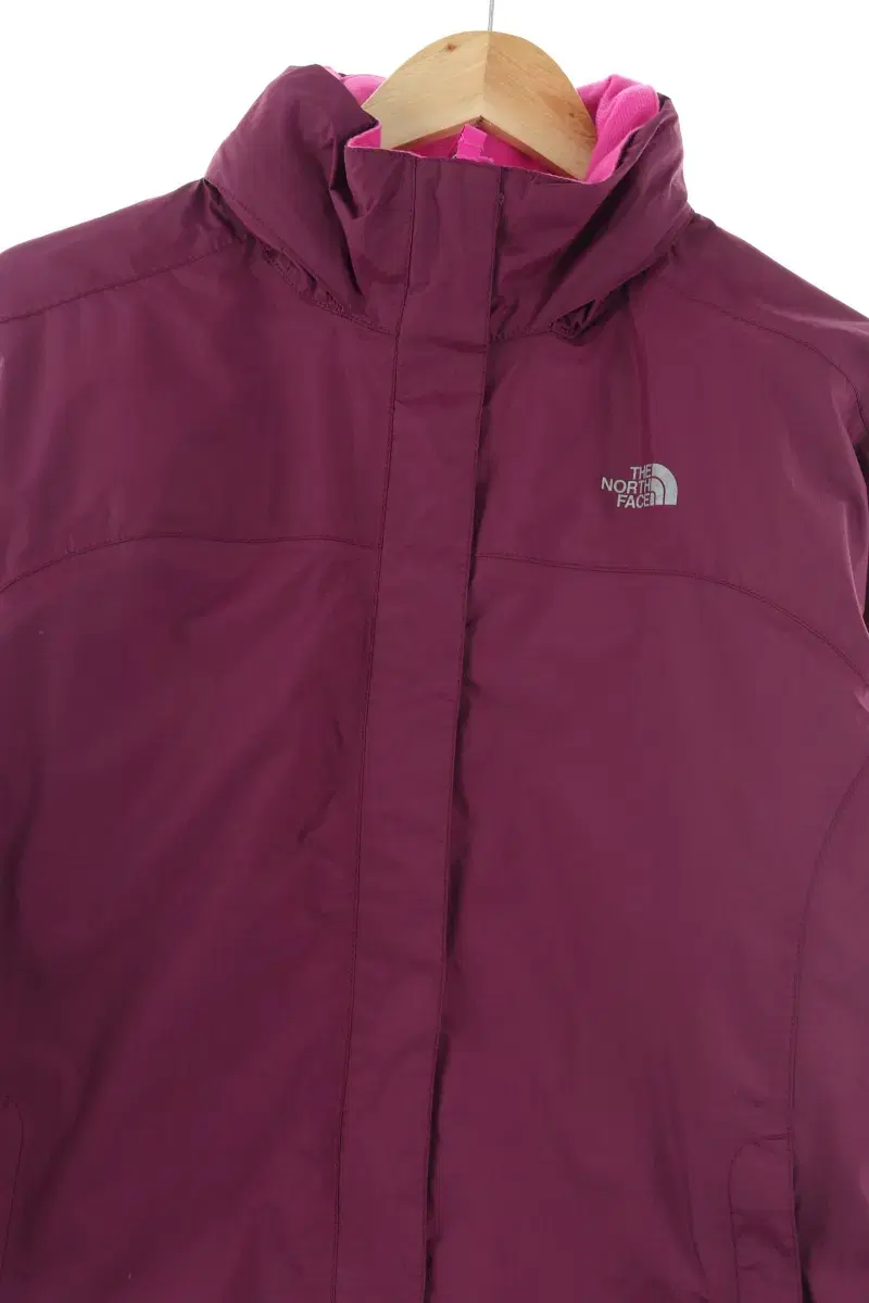 W(XL) North Face Zip-up Windbreaker Purple Hiking Basic Fit-FCC5