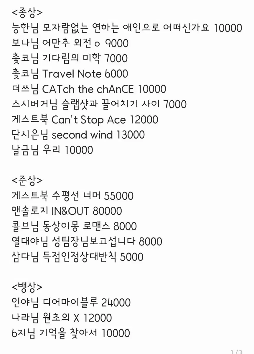 종상 뱅상 준상 회지 원가양도