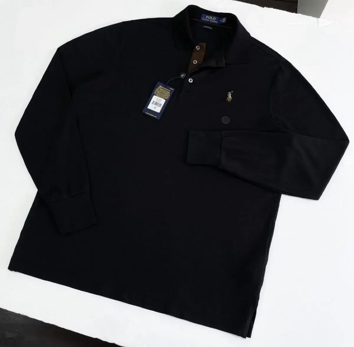 Polo Ralph Lauren Black cotton collar long sleeve(M)