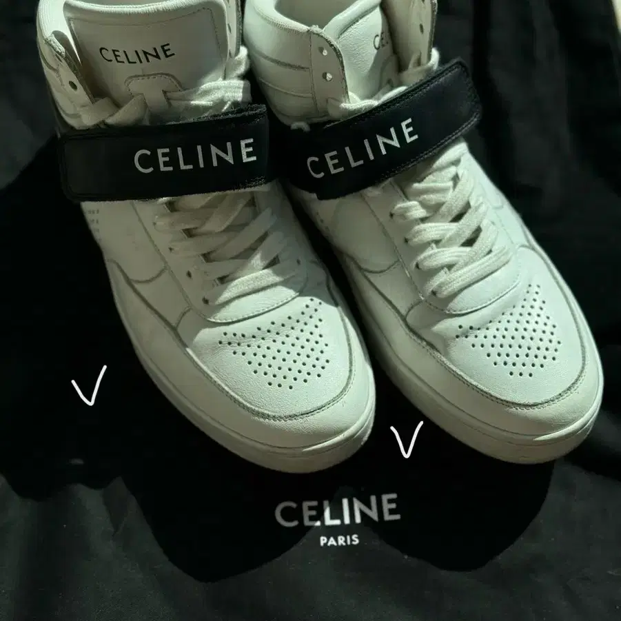 셀린느 카프스킨 벨크로 하이탑 운동화 스니커즈 CELINE