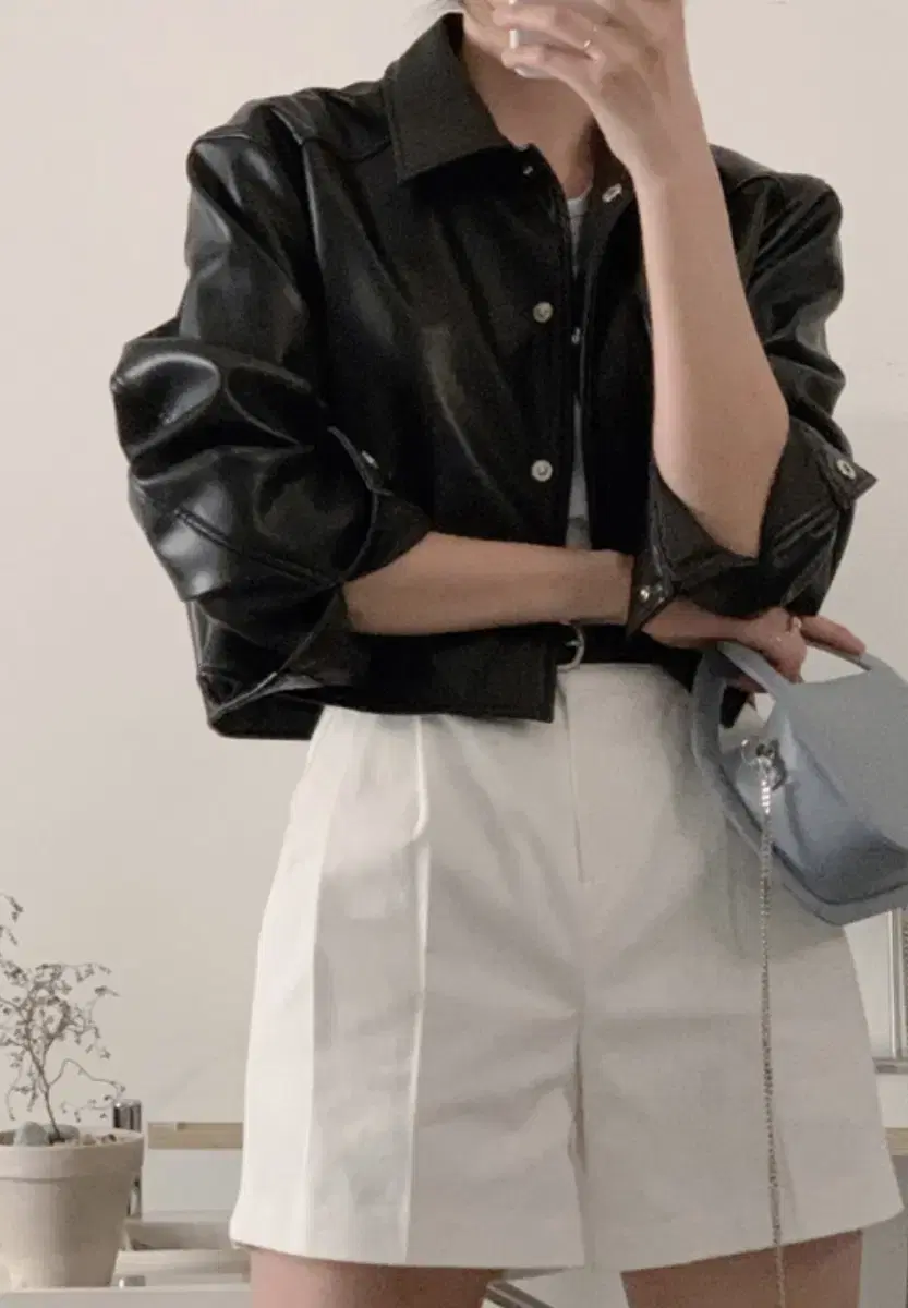사색 레더자켓 크롭 쇼핑몰