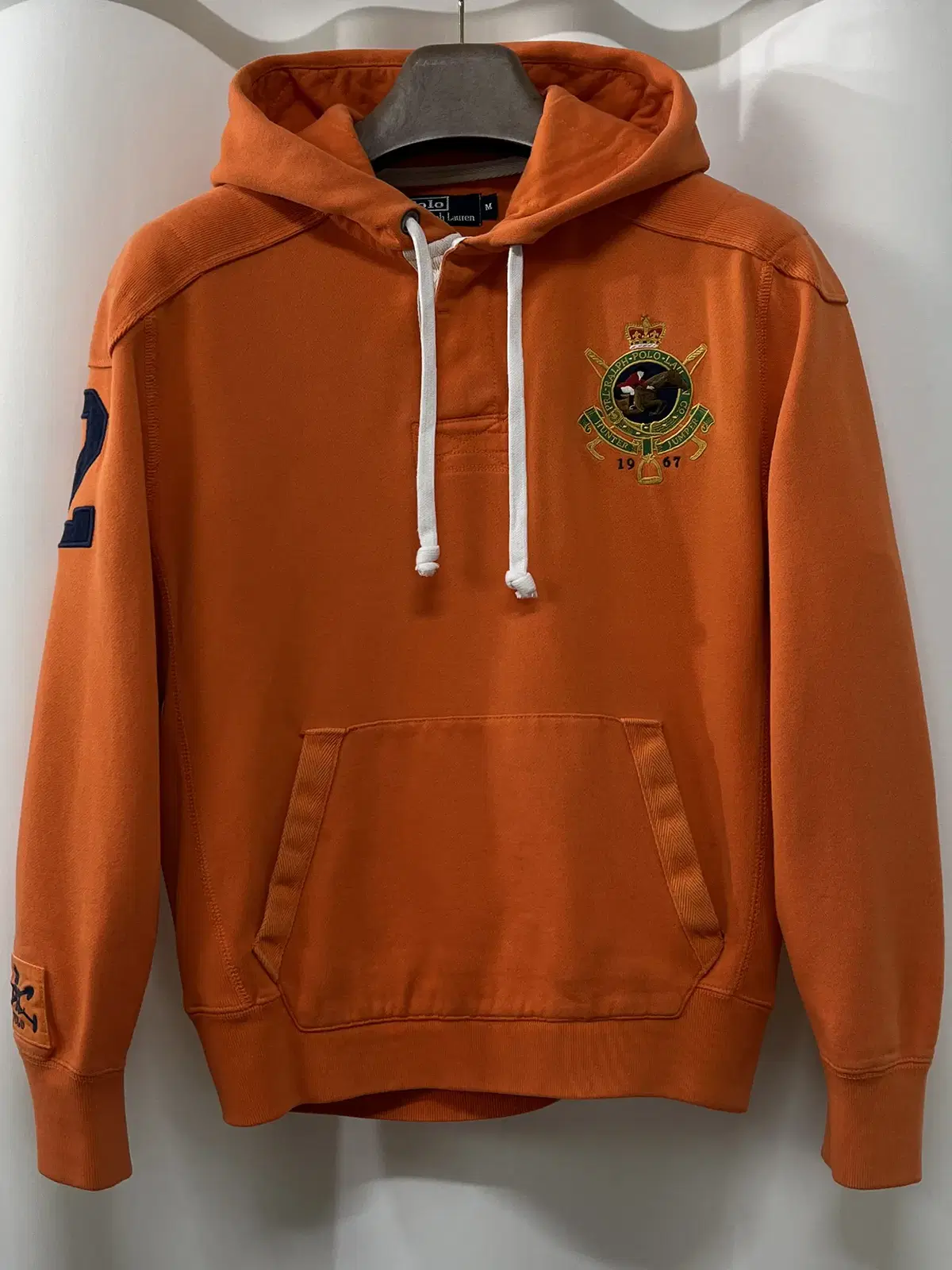 90's Polo Ralph Lauren hunter Crown Embroidered Rugby Hooded Sweatshirt