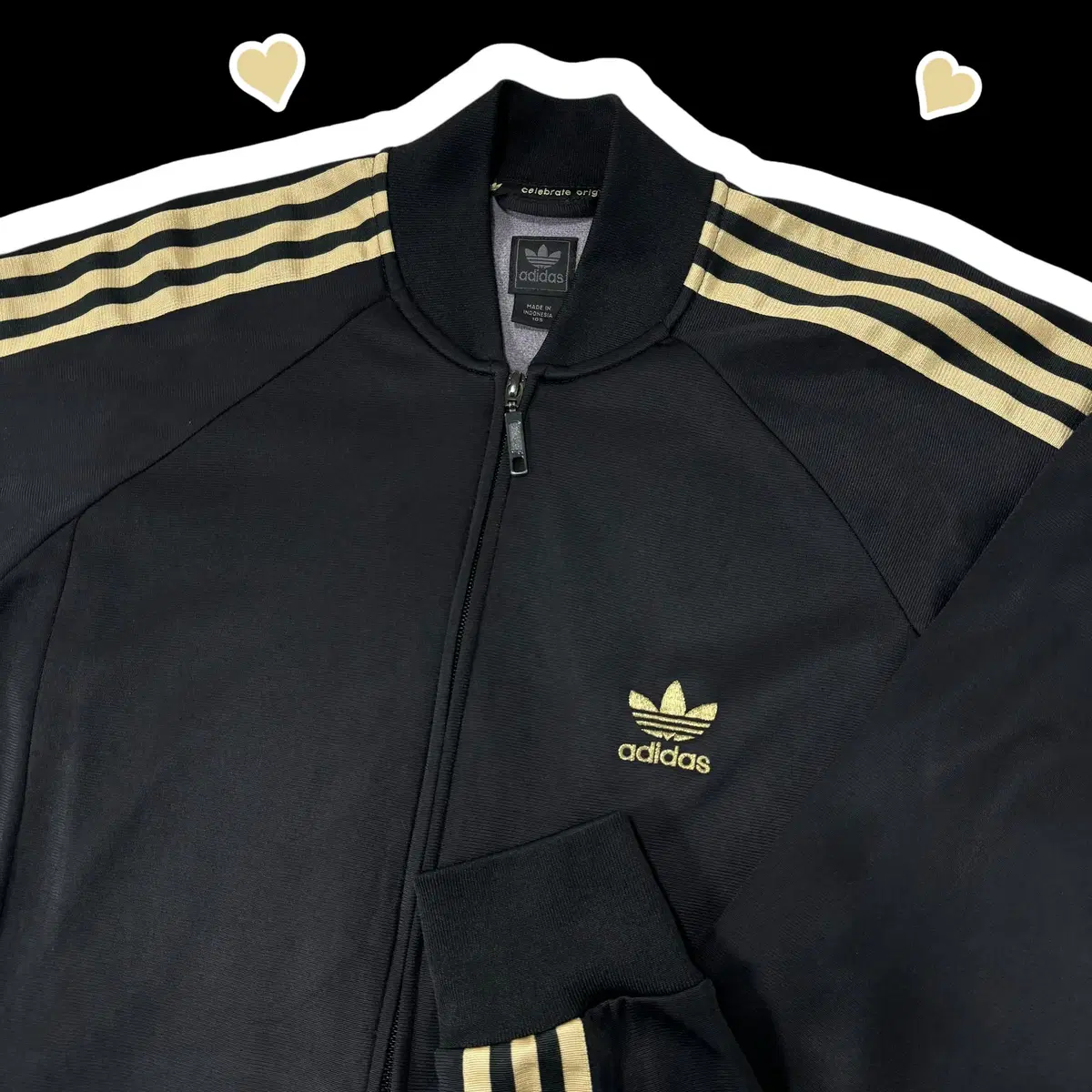 Adidas Black and Keum Firebird Tracktop Jersey