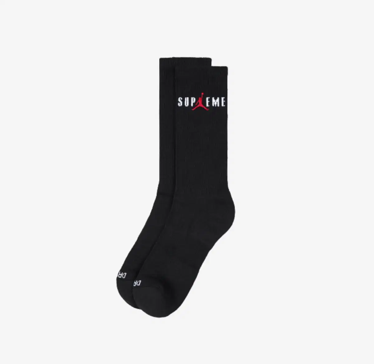 Supreme Jordan Socks Large L Crew Socks Black (2 pack) - 24FW