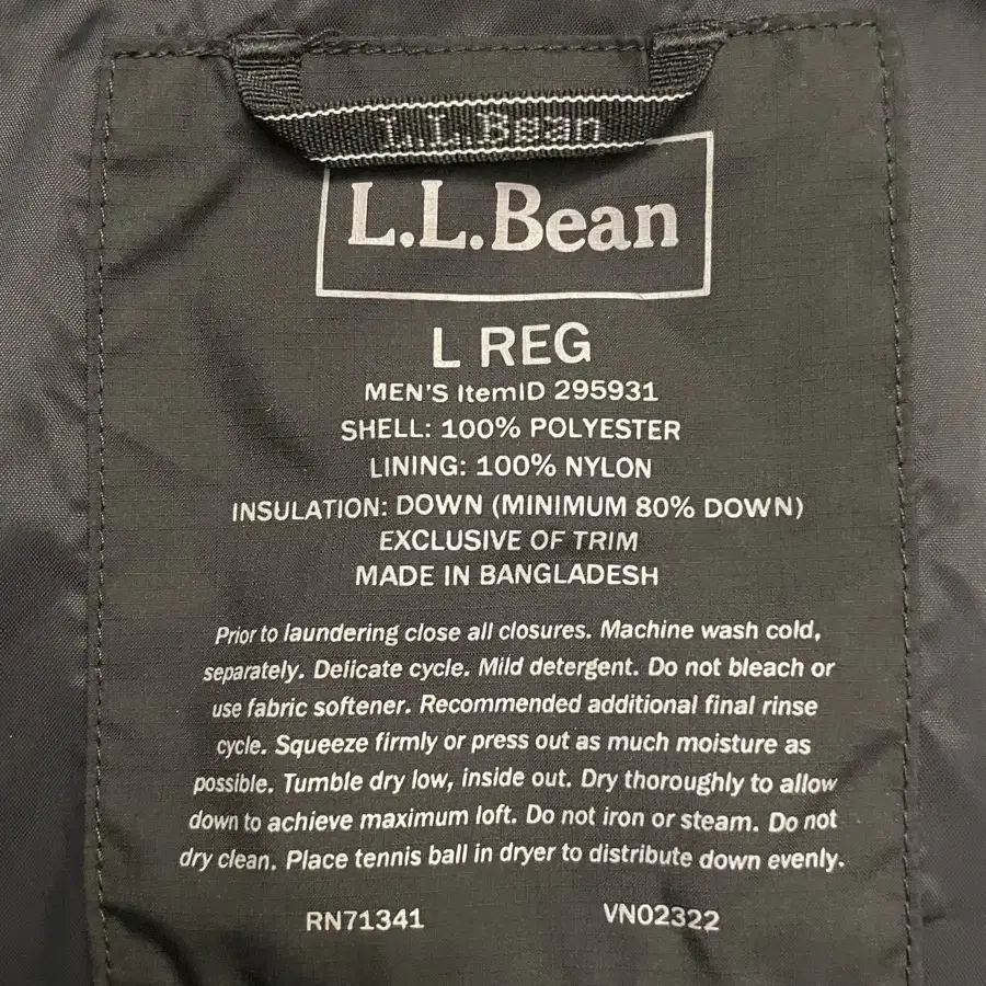 (XL)L.L. BEAN 엘엘빈 푸퍼 눕시 다운 패딩점퍼 블랙