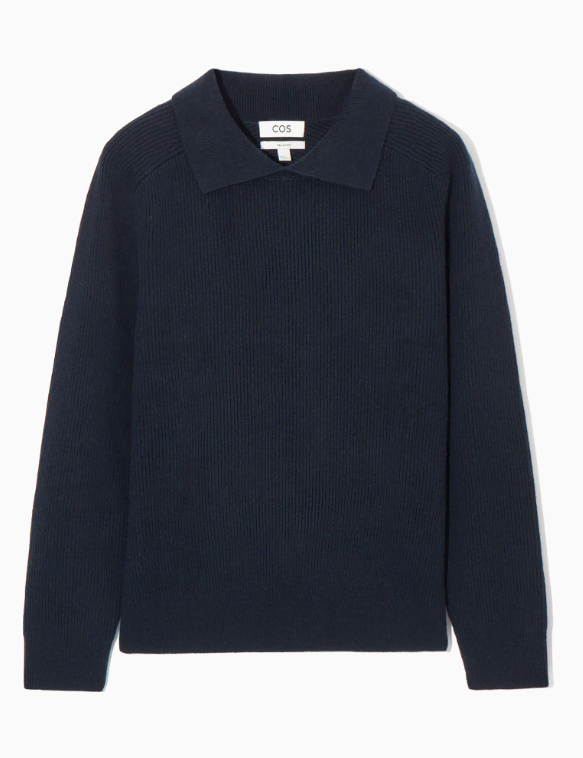 [XL] COS Open Collar Wool and Cashmere Polo Shirt