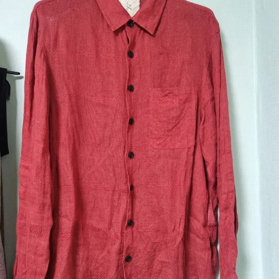 Jacquard linen ahimsa shirt crimson 2