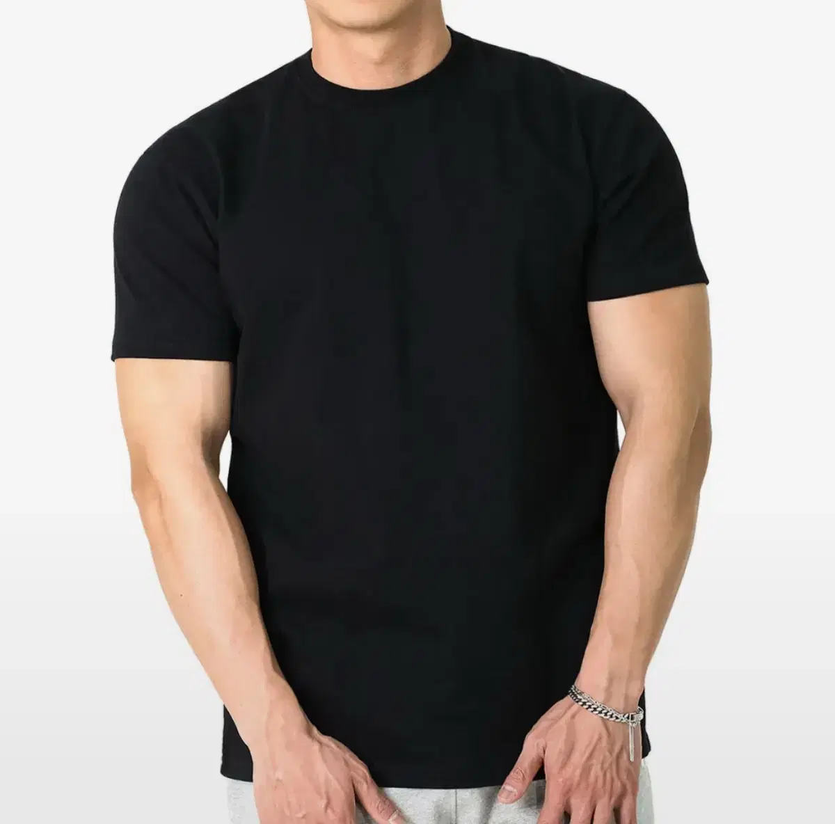 Black Cotton Muscle Fit T-shirt