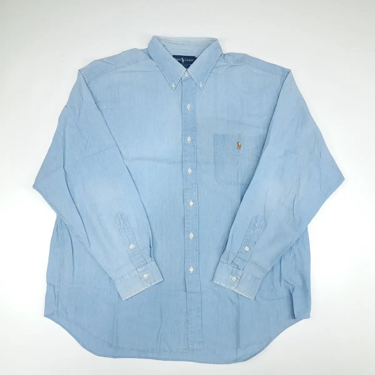 (CT798) XL Polo Big Shirt Denim Long Sleeve Shirt