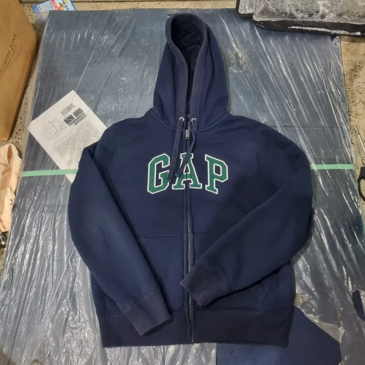 Gap Gap fleece hoodie zip-up navy green