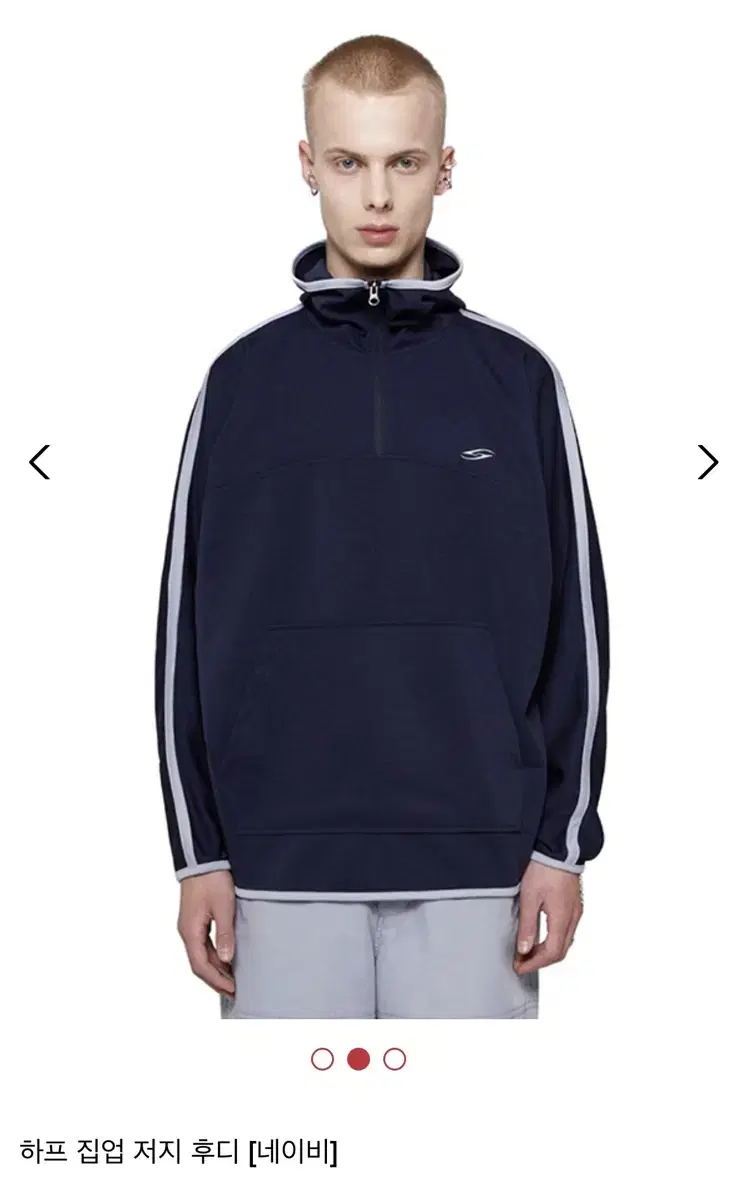 VivaStudio Half Zip Up Jersey Hoodie in Navy