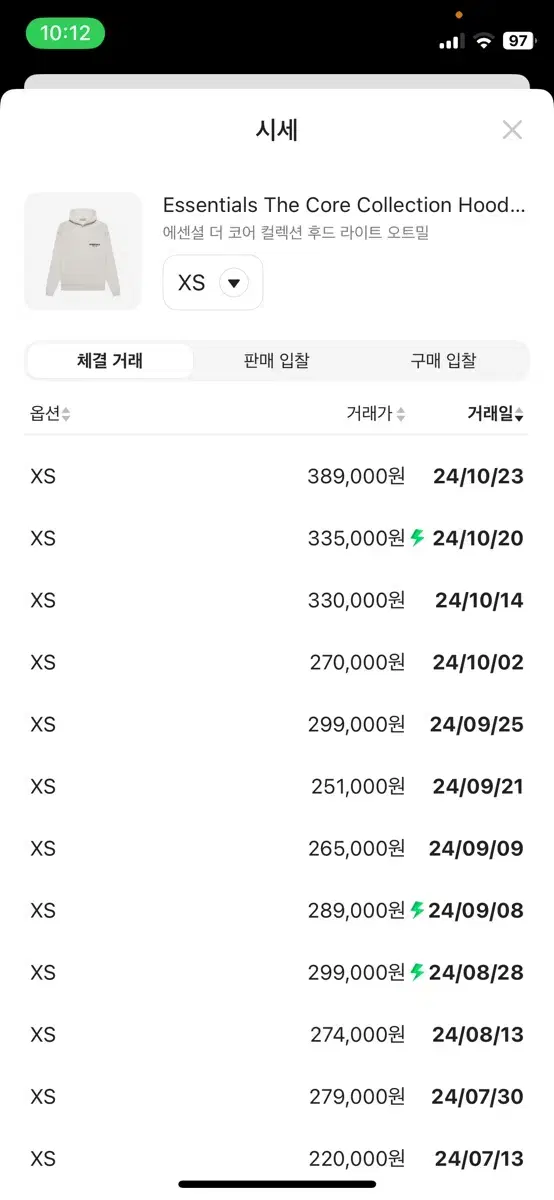 피어오브갓 후드티 xs 세상품