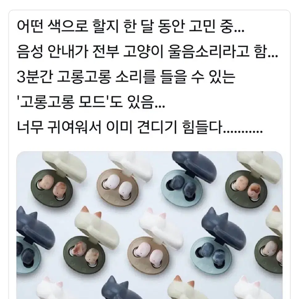 일본 라디우스 고양이 무선 블루투스 이어폰 고롱고롱모드 화이트 새상품