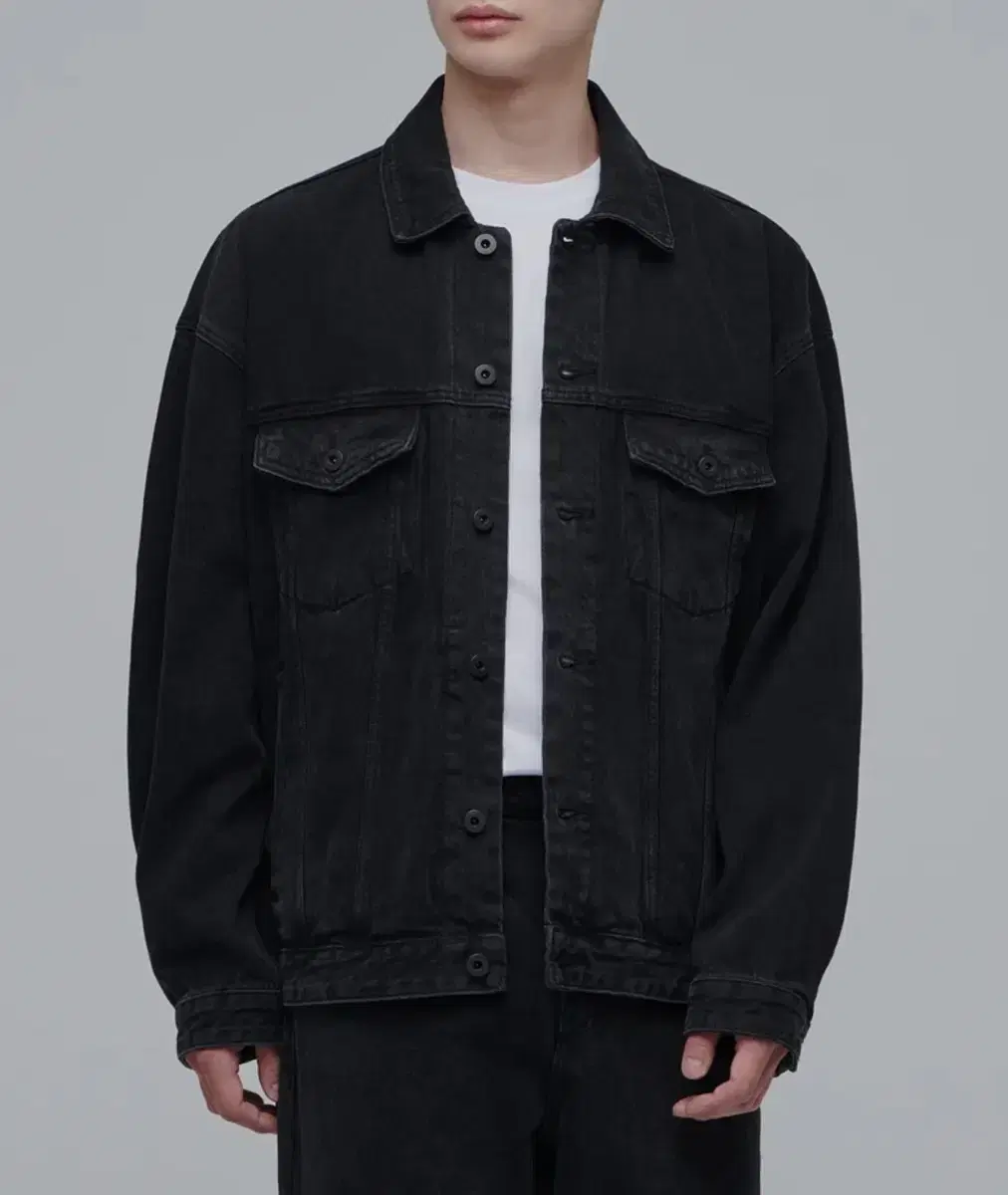 (XXL) Unisex Oversized Denim Trucker Jacket Washed Black