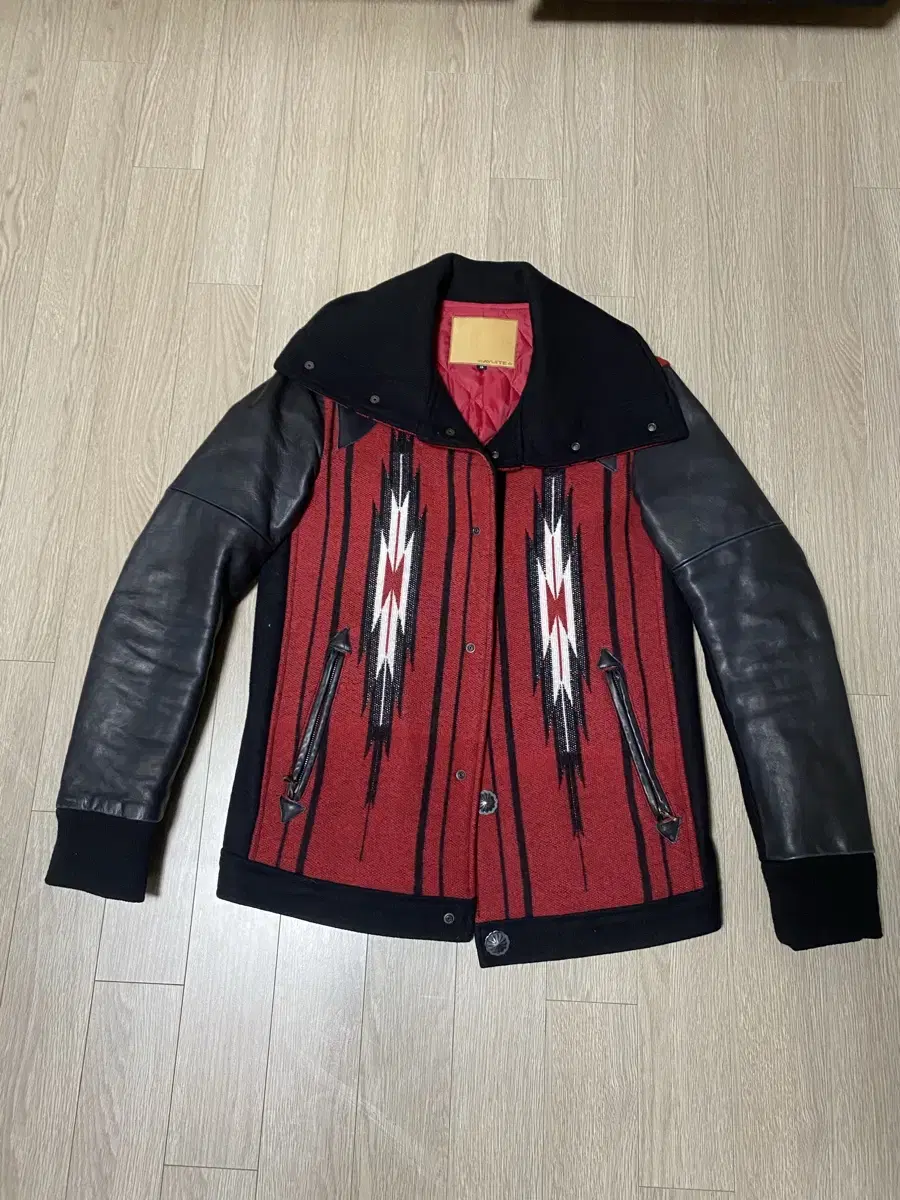 Japanese brand AYUITE leather and wool jacket with sleeves