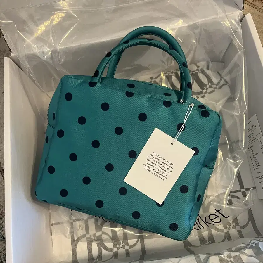 피치바스켓마켓 Polka Dot Bag (green) 새상품