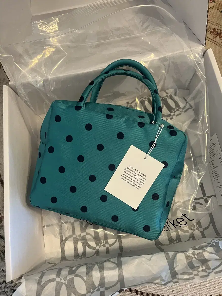 피치바스켓마켓 Polka Dot Bag (green) 새상품