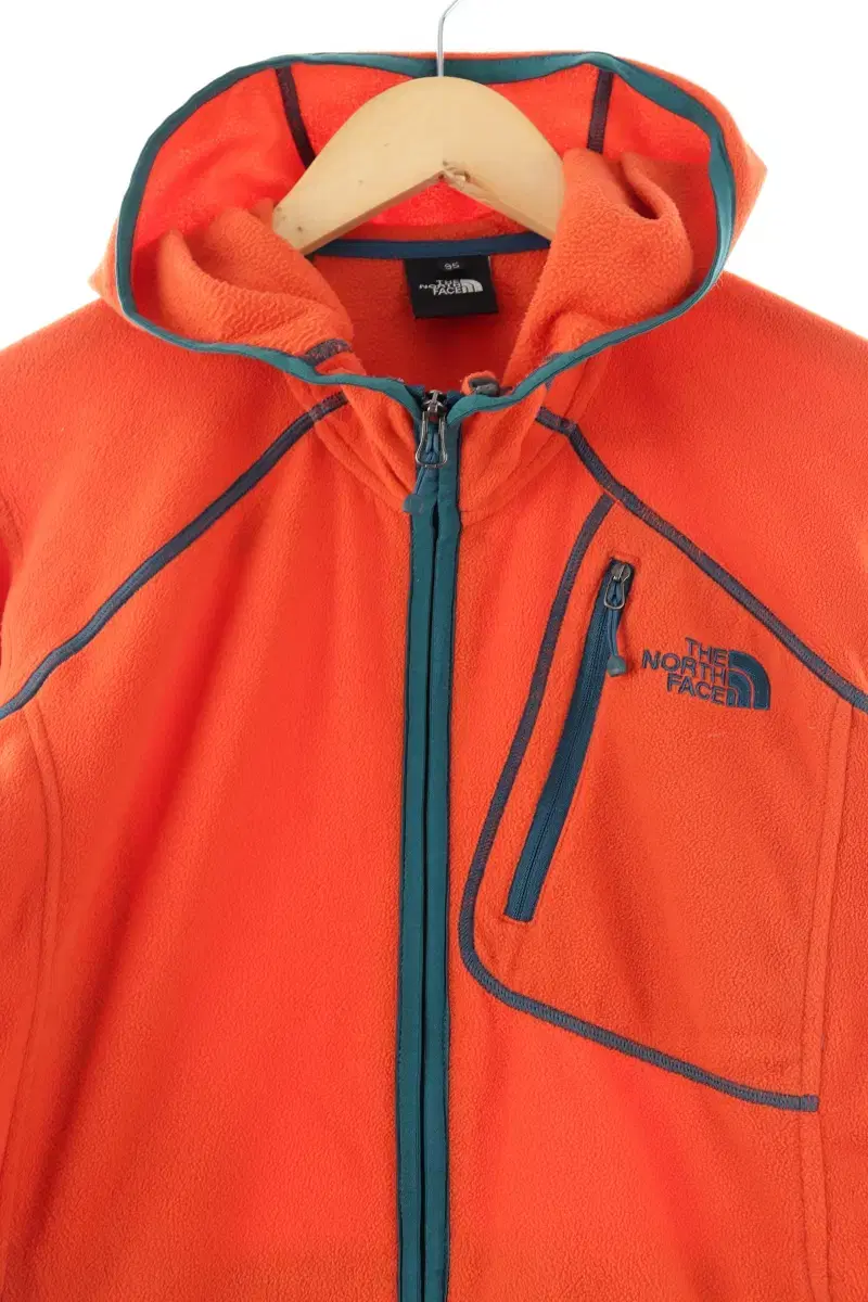 (M) The North Face Zip-up Windbreaker Jacket Orange Fleece Hoodie-FD96