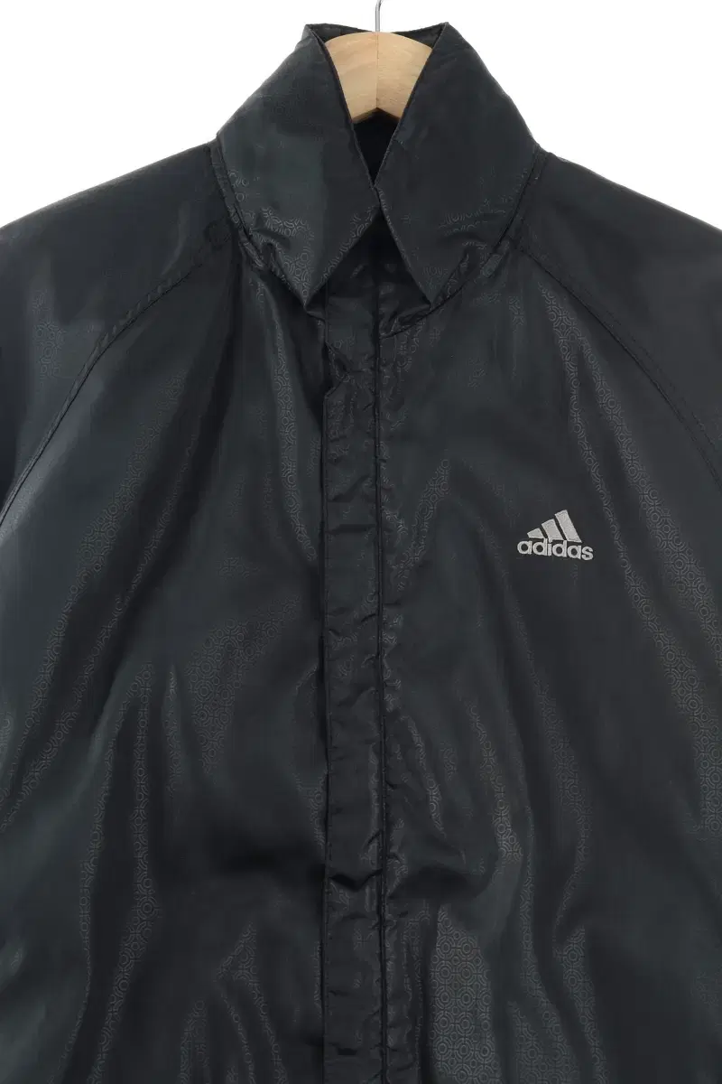 (L) Adidas Zip-up Windbreaker Jacket Black Nylon Old School - FD9A