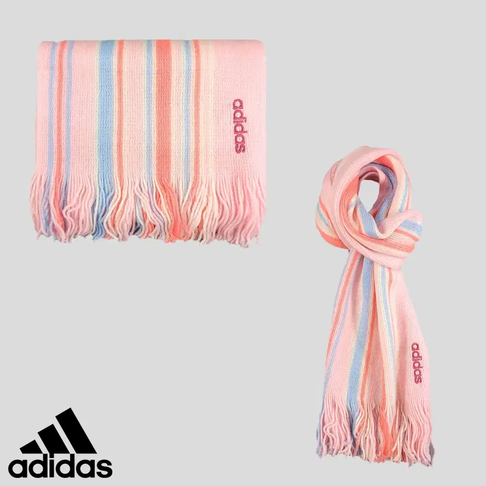 Adidas pink tone sky blue bloo haneul stripe pattern acrylic Tesla muffler shawl