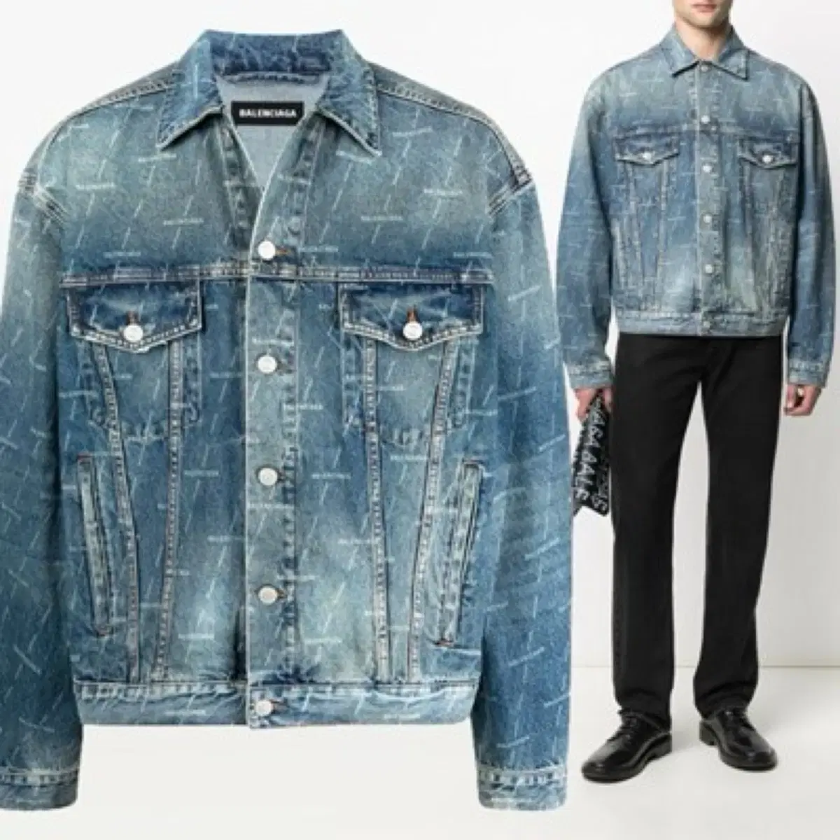 Balenciaga Multilogo Jeans Jacket 48